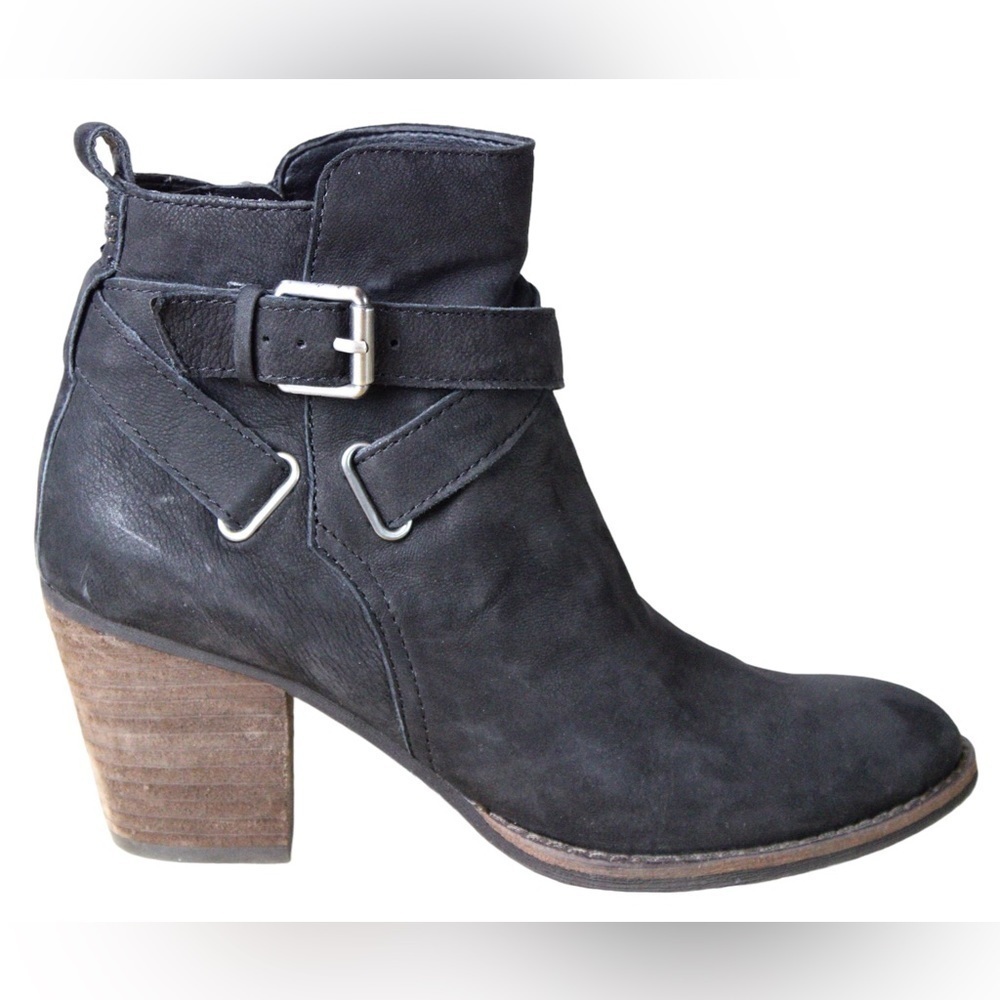 Sam Edelman Leather Western Buckle Ankle High Heeled Women’s Black Bootie Size 7